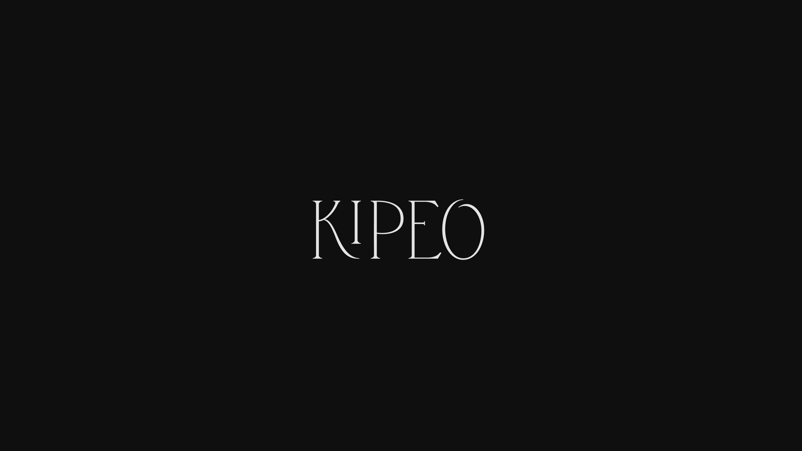 Lettrage Kipeo, version fine, en blanc sur fond noir