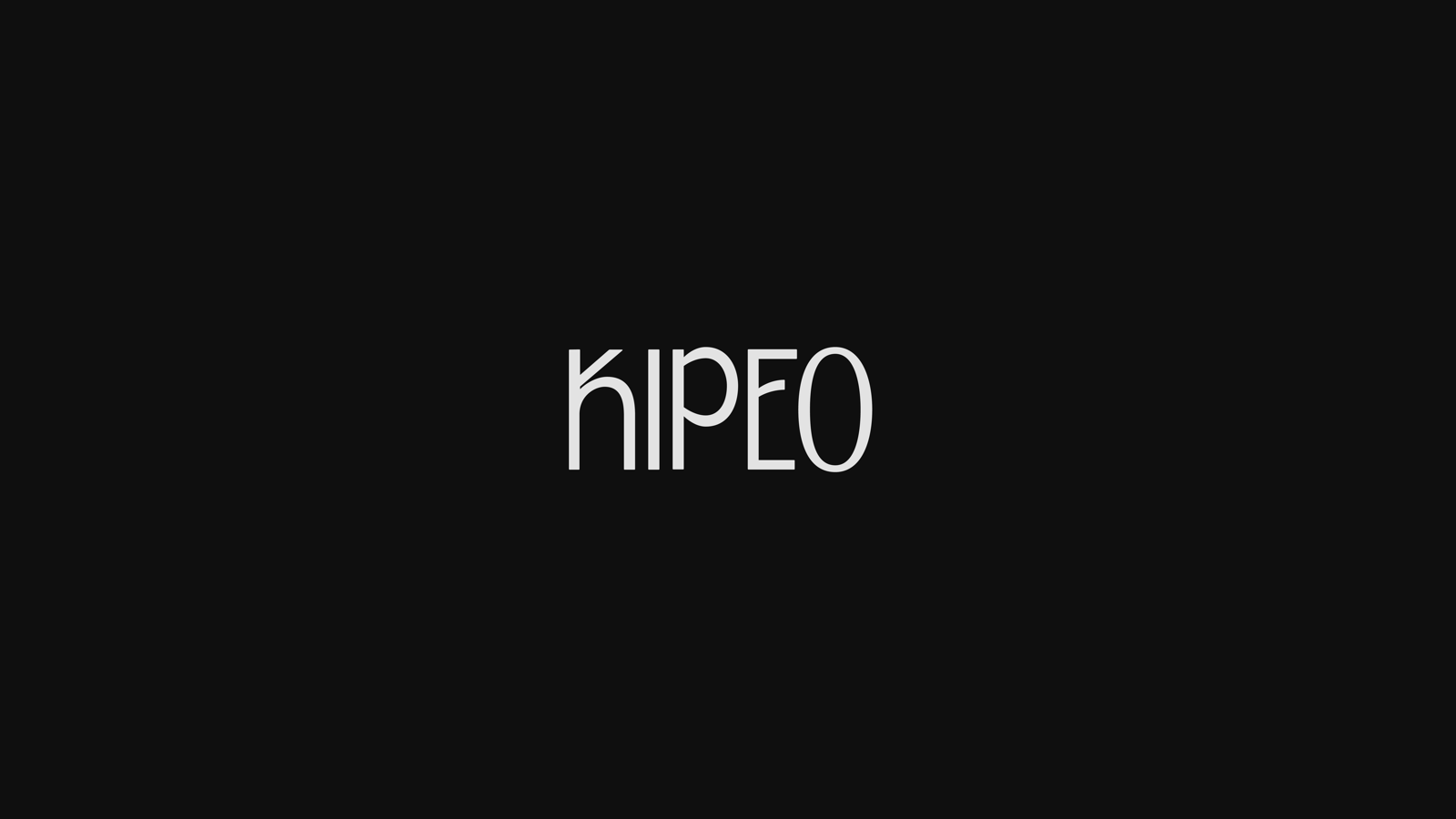 Lettrage Kipeo, version grasse, en blanc sur fond noir