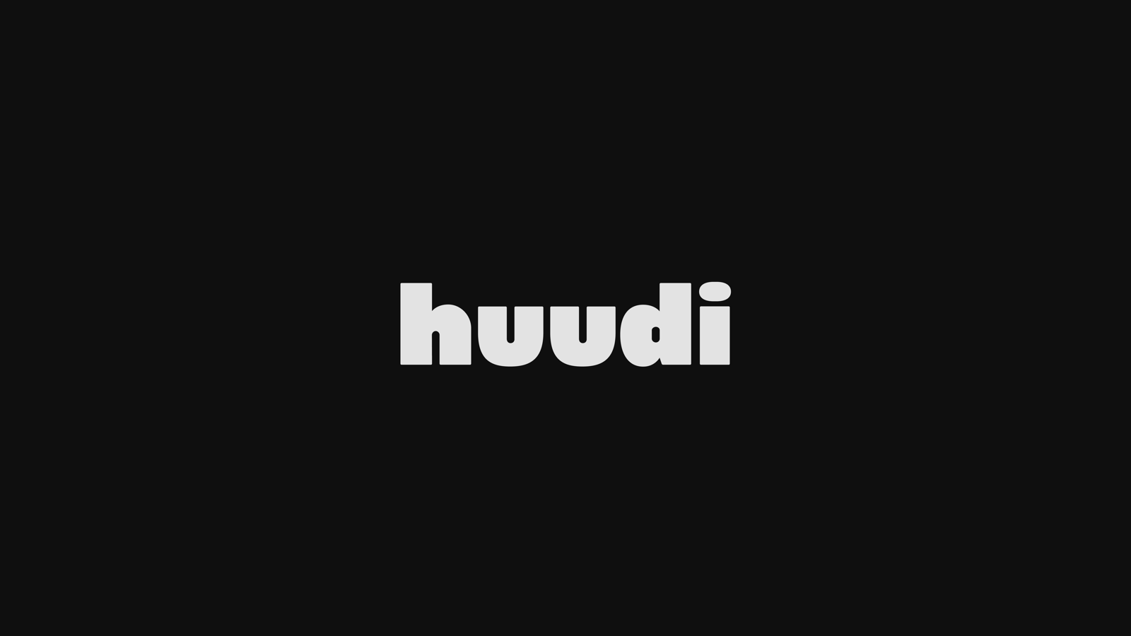 Lettrage Huudi en blanc sur fond noir