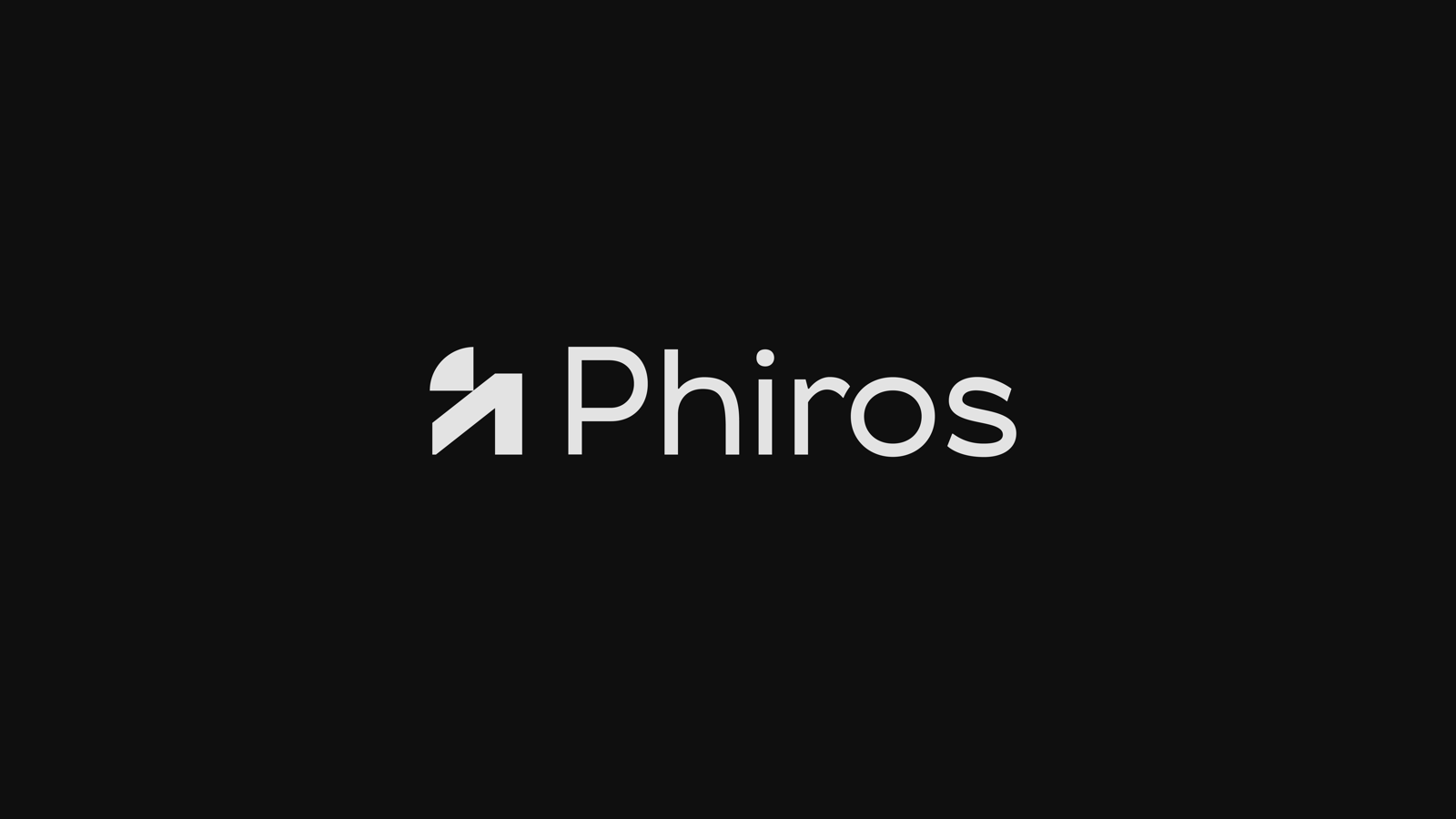 Lettrage Phiros avec monogramme, en blanc sur fond noir